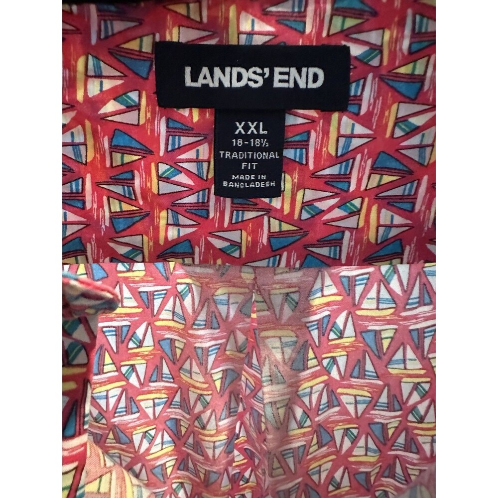 Lands End SAILBOAT mens button down SS shirt, XXL, Traditional Fit - Picture 3 of 8